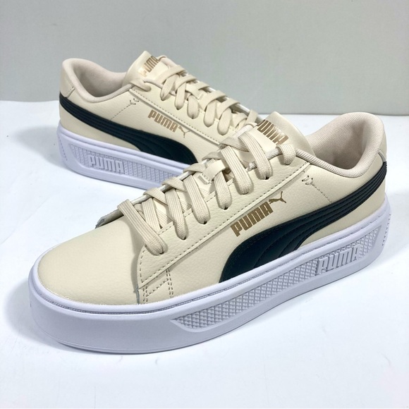 PUMA Smash V3 Platform Sneakers Alpine Snow Black 8.5 10.5 11 NEW - Picture 1 of 17